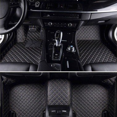 Affordable Black and Beige Stitching Luxury Leather Diamond Car Mats