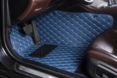 Affordable Blue Luxury Leather Diamond Car Floor Mats