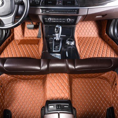 Affordable Brown Luxury Leather Diamond Car Floor Mats