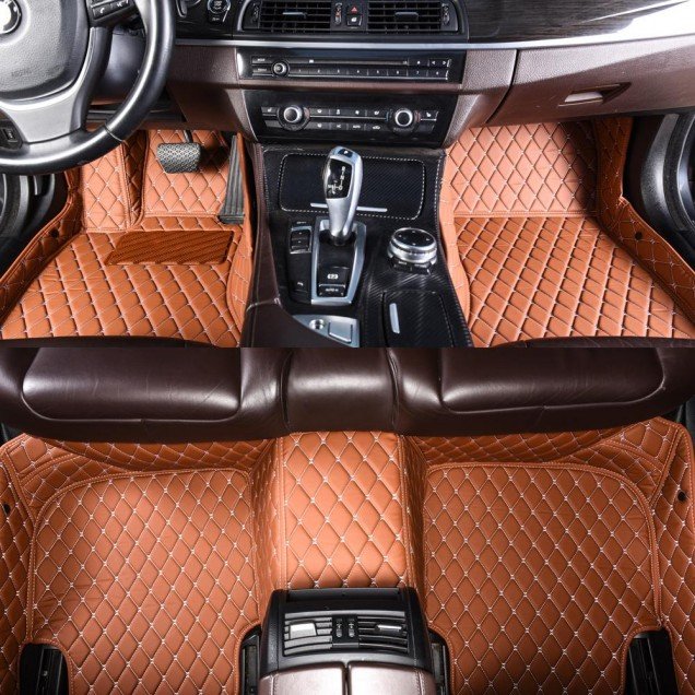 Affordable Brown Luxury Leather Diamond Car Floor Mats Affordable Brown Luxury Leather Diamond Car Floor Mats