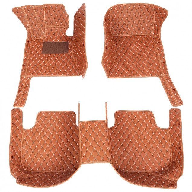 Affordable Brown Luxury Leather Diamond Car Floor Mats Affordable Brown Luxury Leather Diamond Car Floor Mats