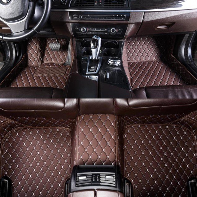 Affordable Dark Brown Luxury Leather Diamond Car Floor Mats Affordable Dark Brown Luxury Leather Diamond Car Floor Mats
