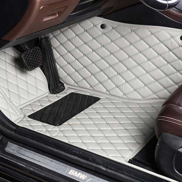 Affordable Grey Luxury Leather Diamond Car Floor Mats