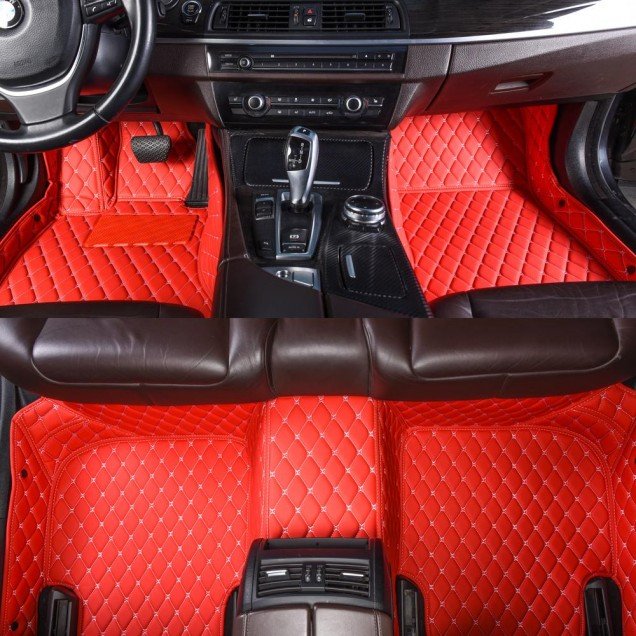 Affordable Red Luxury Leather Diamond Car Floor Mats Affordable Red Luxury Leather Diamond Car Floor Mats