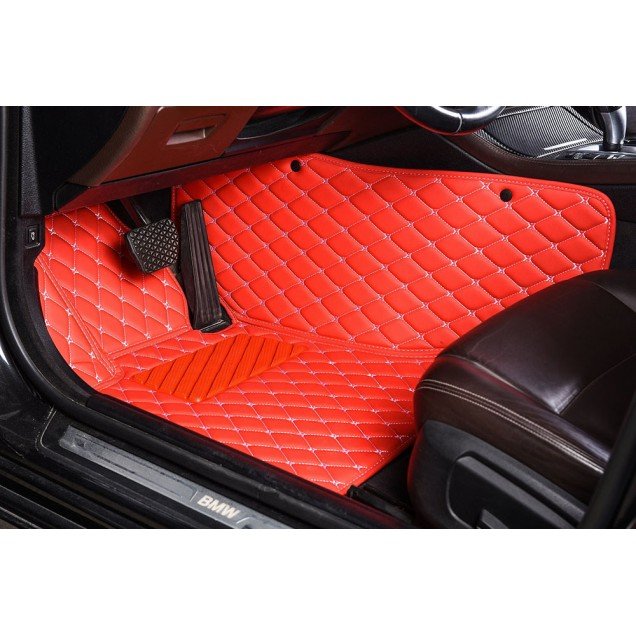 Affordable Red Luxury Leather Diamond Car Floor Mats Affordable Red Luxury Leather Diamond Car Floor Mats