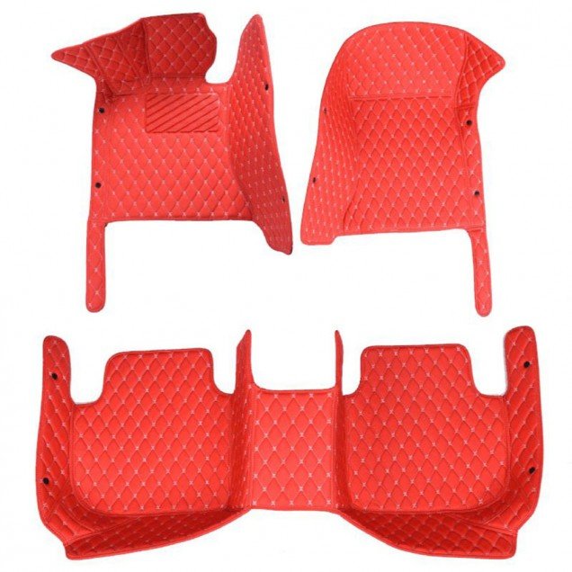 Affordable Red Luxury Leather Diamond Car Floor Mats Affordable Red Luxury Leather Diamond Car Floor Mats
