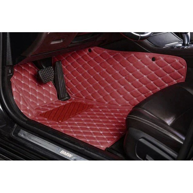 Affordable Wine Red Luxury Leather Diamond Car Floor Mats