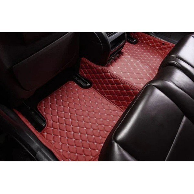 Affordable Wine Red Luxury Leather Diamond Car Floor Mats
