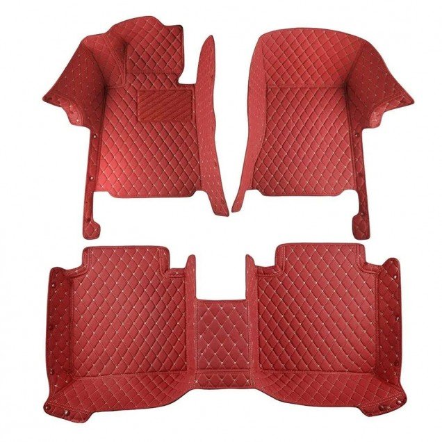 Affordable Wine Red Luxury Leather Diamond Car Floor Mats