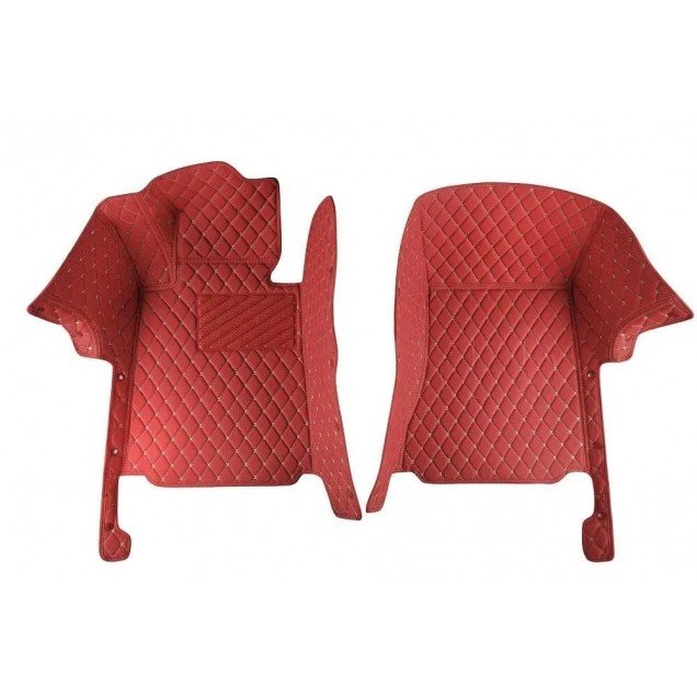 Affordable Wine Red Luxury Leather Diamond Car Floor Mats