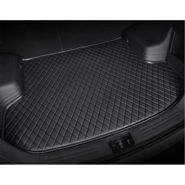 Affordable Black and Black Stitching Luxury Leather Diamond Trunk Base Mats