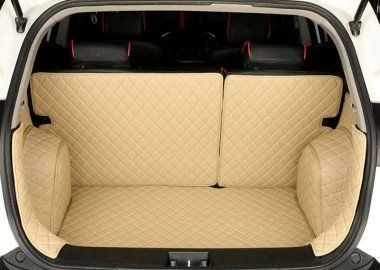 Affordable Beige Full Cover Luxury Leather Diamond Trunk Car Mats
