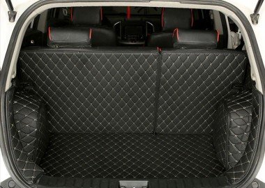 Affordable Black and Beige Stitching Full Cover Luxury Leather Diamond Trunk Car Mats