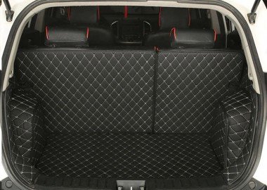 Affordable Black and White Stitching Full Cover Luxury Leather Diamond Trunk Car Mats