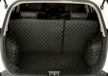 Affordable Black and Yellow Stitching Full Cover Luxury Leather Diamond Trunk Car Mats