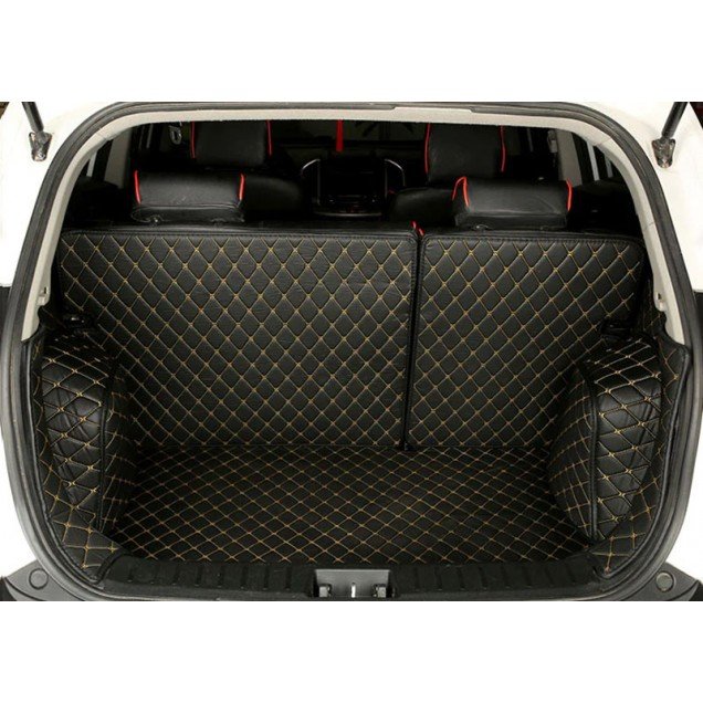 Affordable Black and Yellow Stitching Full Cover Luxury Leather Diamond Trunk Car Floor Mats Affordable Black and Yellow Stitching Full Cover Luxury Leather Diamond Trunk Car Floor Mats