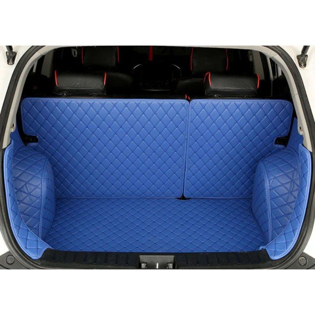 Affordable Blue Full Cover Luxury Leather Diamond Trunk Car Floor Mats