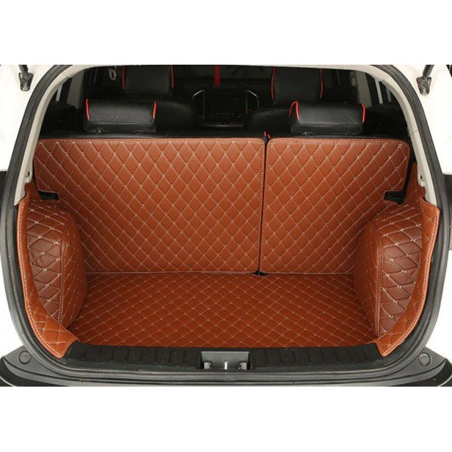 Affordable Brown Full Cover Luxury Leather Diamond Trunk Car Mats