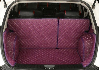 Affordable Purple Full Cover Luxury Leather Diamond Trunk Car Mats