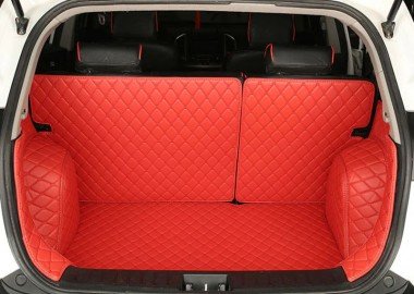 Affordable Red Full Cover Luxury Leather Diamond Trunk Car Mats