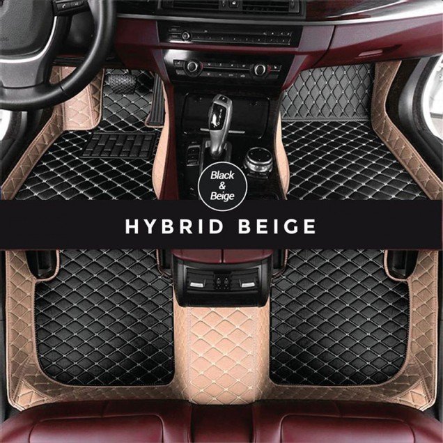 Affordable Black and Beige Hybrid Mode Premium Diamond Car Floor Mats