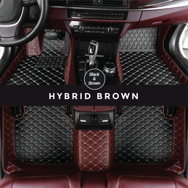 Affordable Black and Brown Hybrid Mode Premium Diamond Car Floor Mats Affordable Black and Brown Hybrid Mode Premium Diamond Car Floor Mats