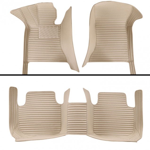 Affordable Beige Luxury Leather Stripe Car Floor Mats Affordable Beige Luxury Leather Stripe Car Floor Mats