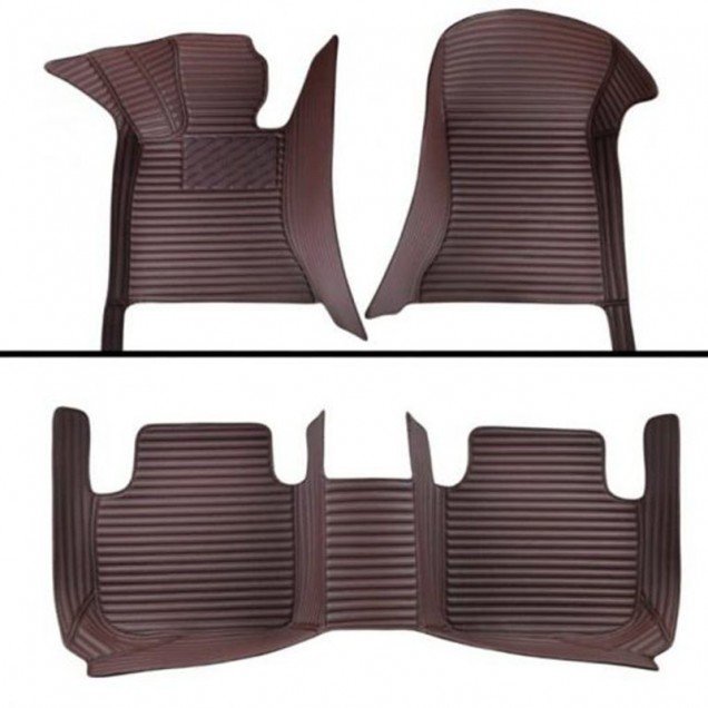Affordable Dark Brown Luxury Leather Stripe Car Floor Mats Affordable Dark Brown Luxury Leather Stripe Car Floor Mats