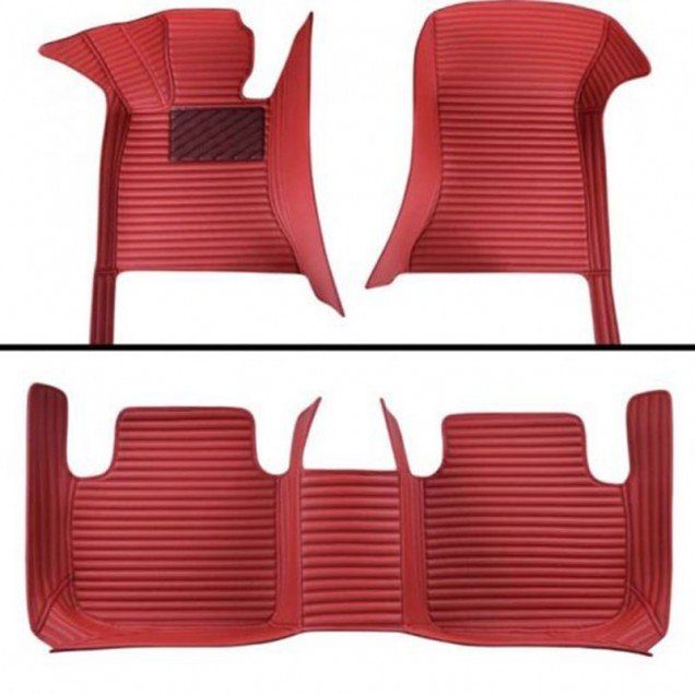 Affordable Maroon Luxury Leather Stripe Car Floor Mats Affordable Maroon Luxury Leather Stripe Car Floor Mats