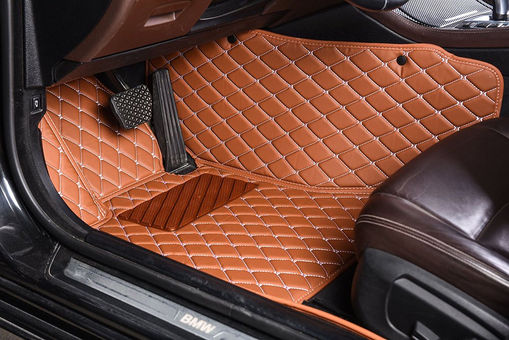 Affordable Brown Luxury Leather Diamond Car Mats