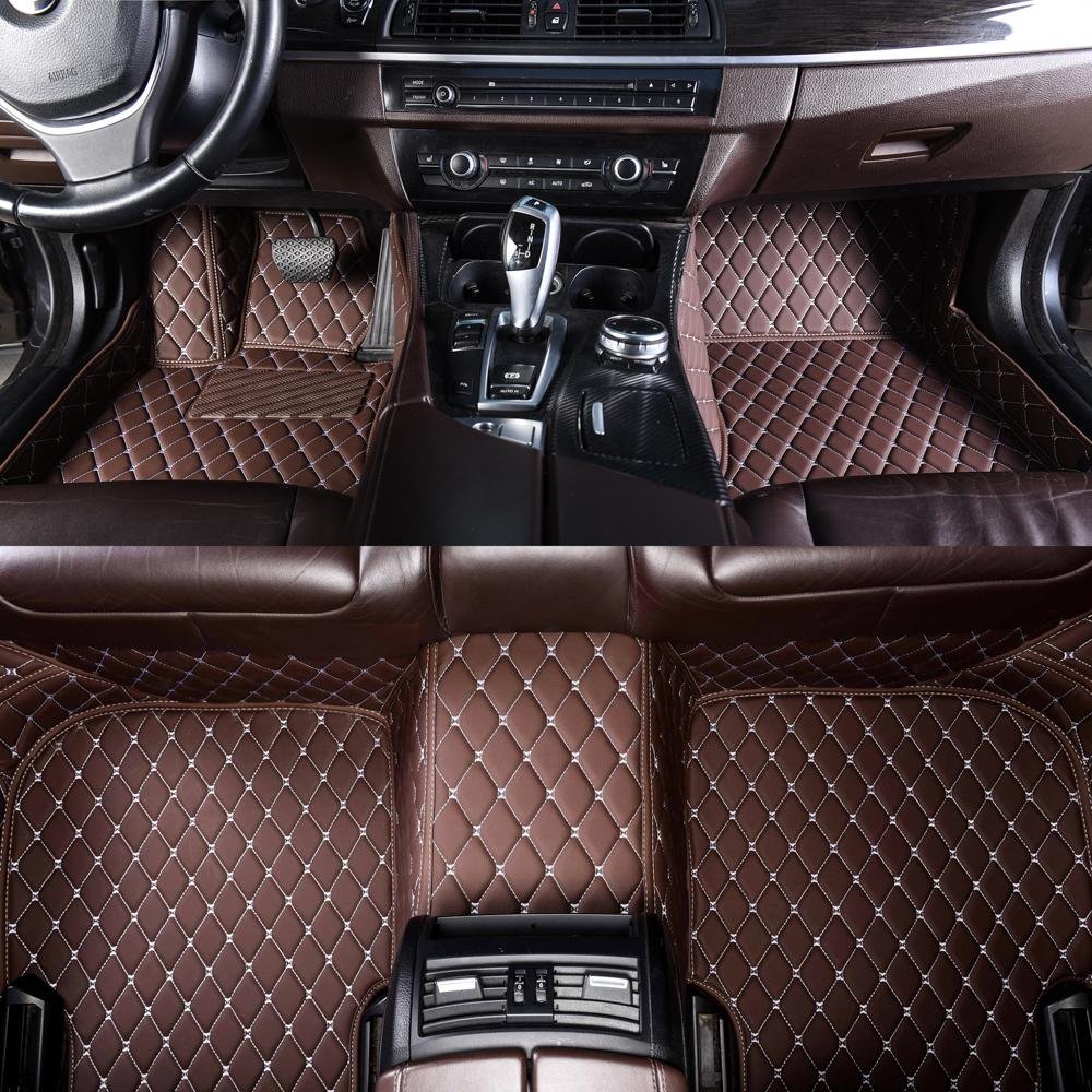 Affordable Dark Brown Luxury Leather Diamond Car Mats