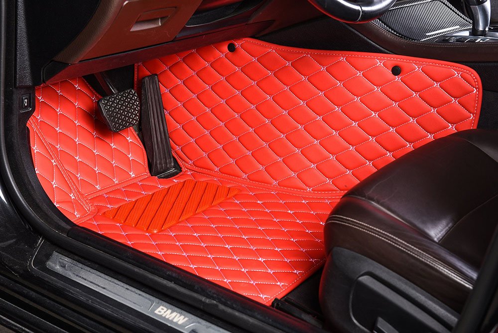Affordable Red Luxury Leather Diamond Car Mats