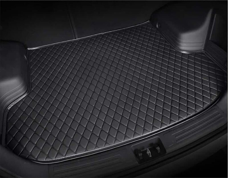 Affordable Black and Black Stitching Luxury Leather Diamond Trunk Base Mats