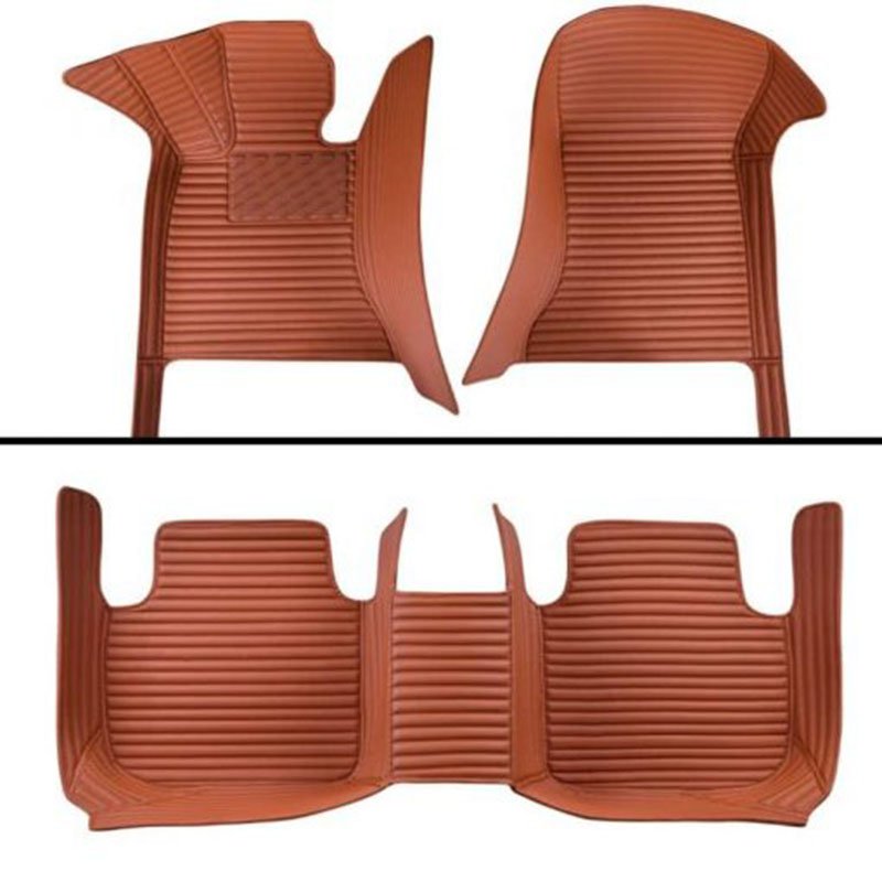 Affordable Brown Luxury Leather Stripe Car Mats